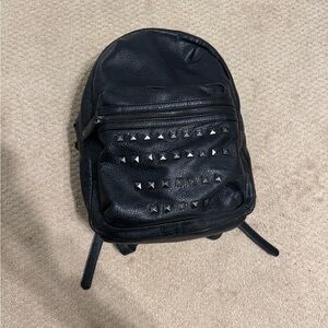 Black Studded Leather Backpack